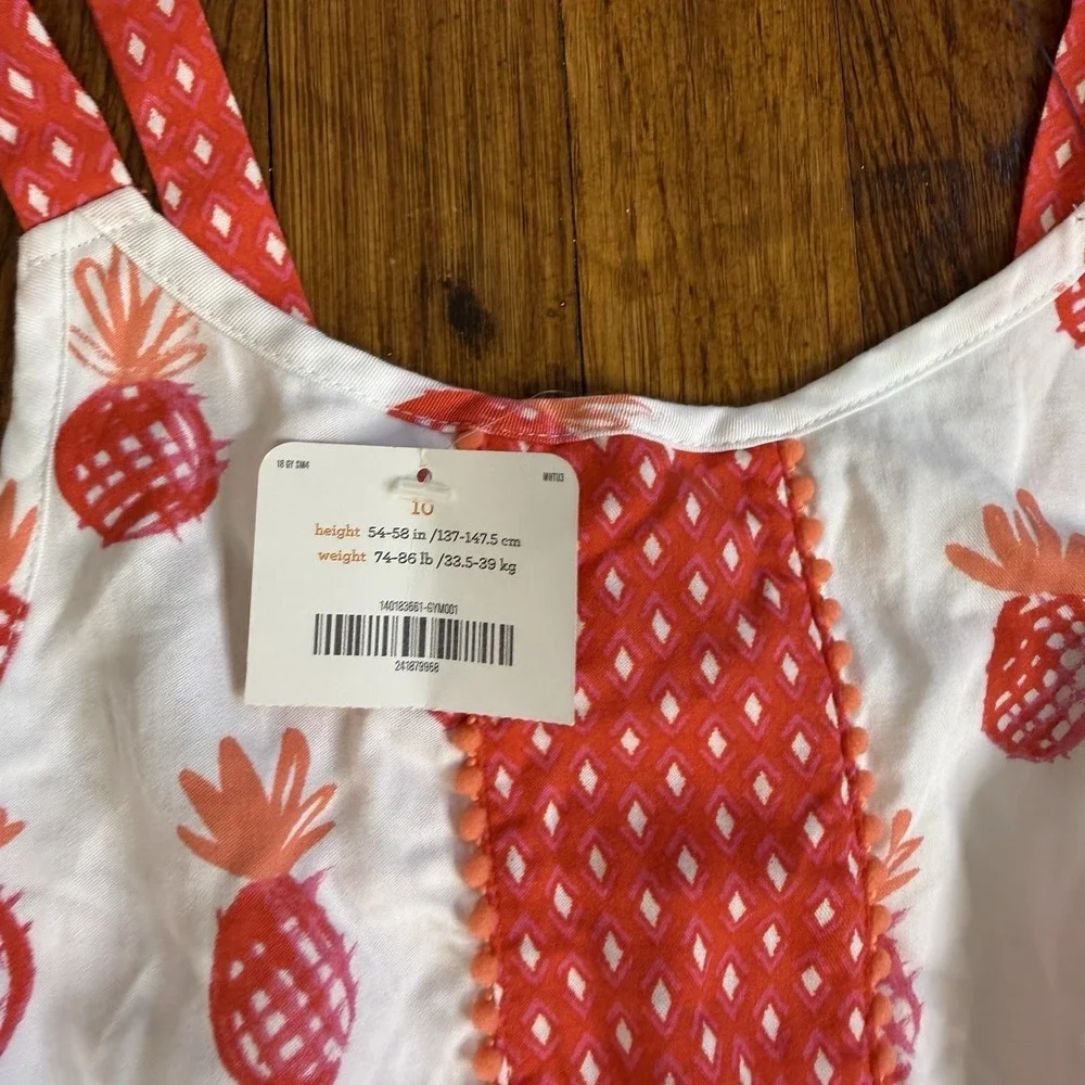 Girls Pineapple Gymboree Size 10 Summer Dress Pink White Orange